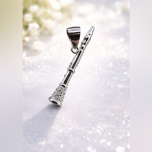 NEW 1.0ctw 925 Silver Clarinet Moissanite Pendant 
- Musical Instrument Jewelry